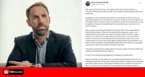 要转行？索斯盖特更新社媒，暗示未来职业方向不局限于主教练