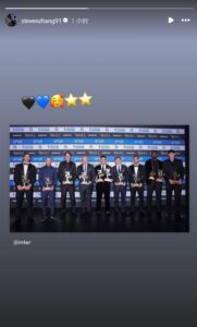 心系国米！国米包揽多个奖项，张康阳：🥰⭐⭐