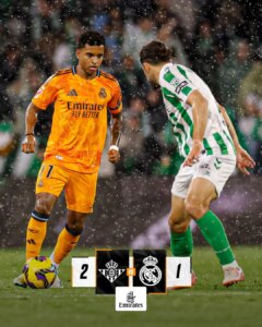 贝蒂斯2-1皇马全场数据：射门18-9，射正3-2，犯规17-12