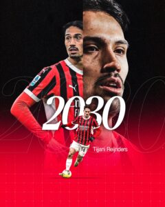 年薪翻倍！官方：26岁赖因德斯与米兰续约至2030年