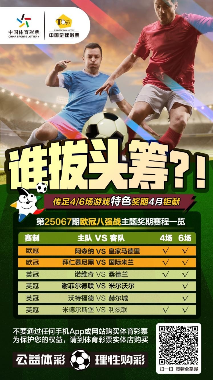 谁拔头筹？！传足特色奖期第25067期聚焦欧冠八强战