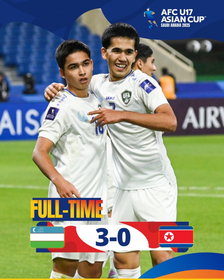 强势晋级，U17亚洲杯乌兹别克斯坦3-0轻取朝鲜，与沙特会师决赛