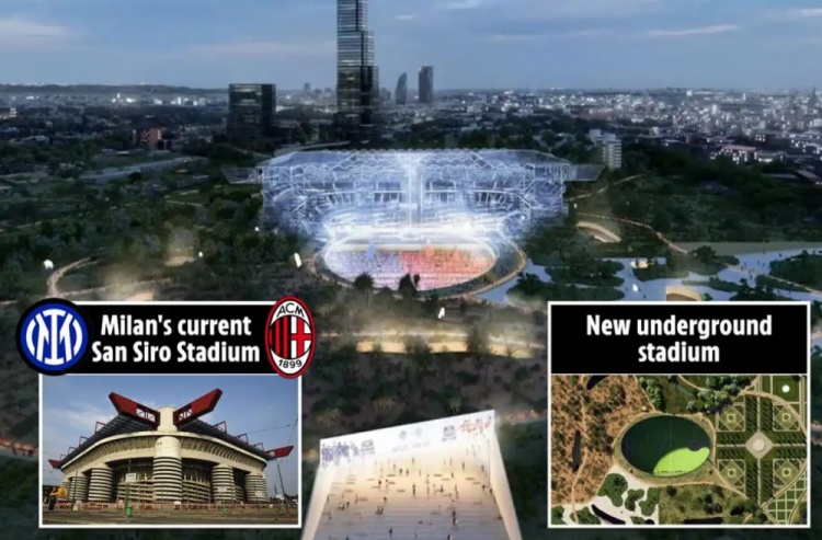 太阳报：米兰双雄公布新球场计划，建造一座下沉式球场取代圣西罗