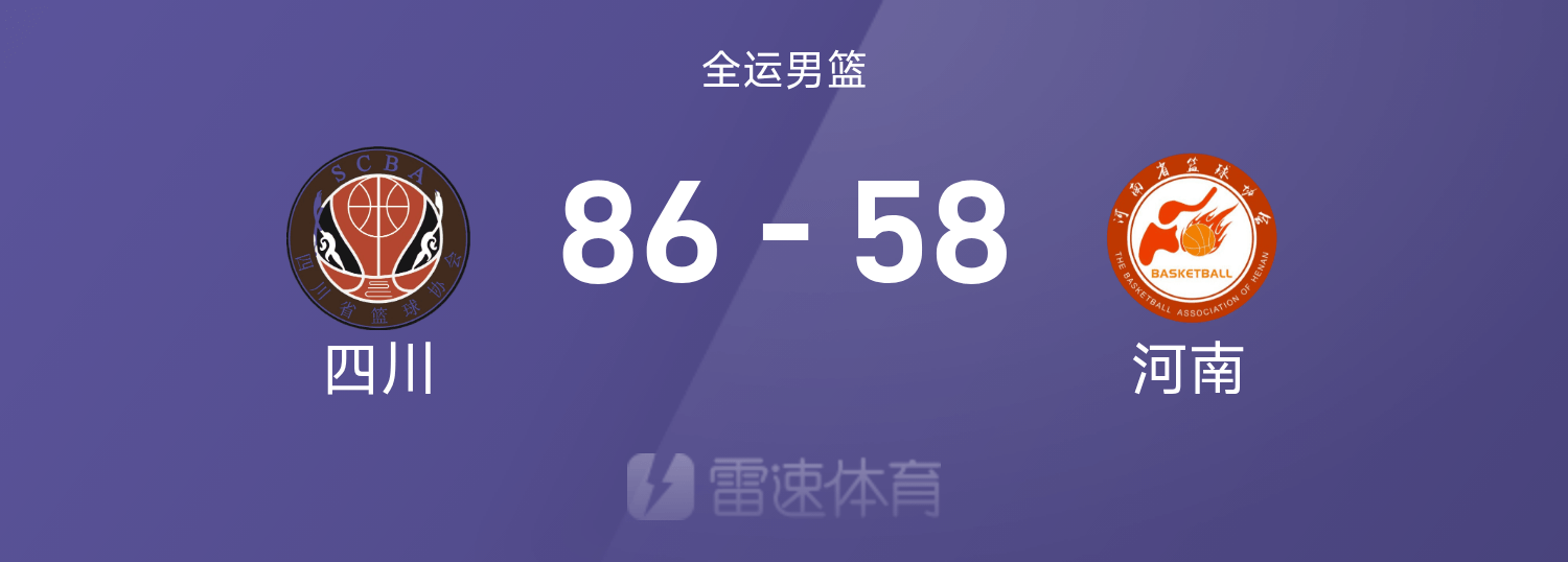 全运会男篮战报：周琦12分9板，孙铭徽10分5板6助，四川86-58狂胜河南