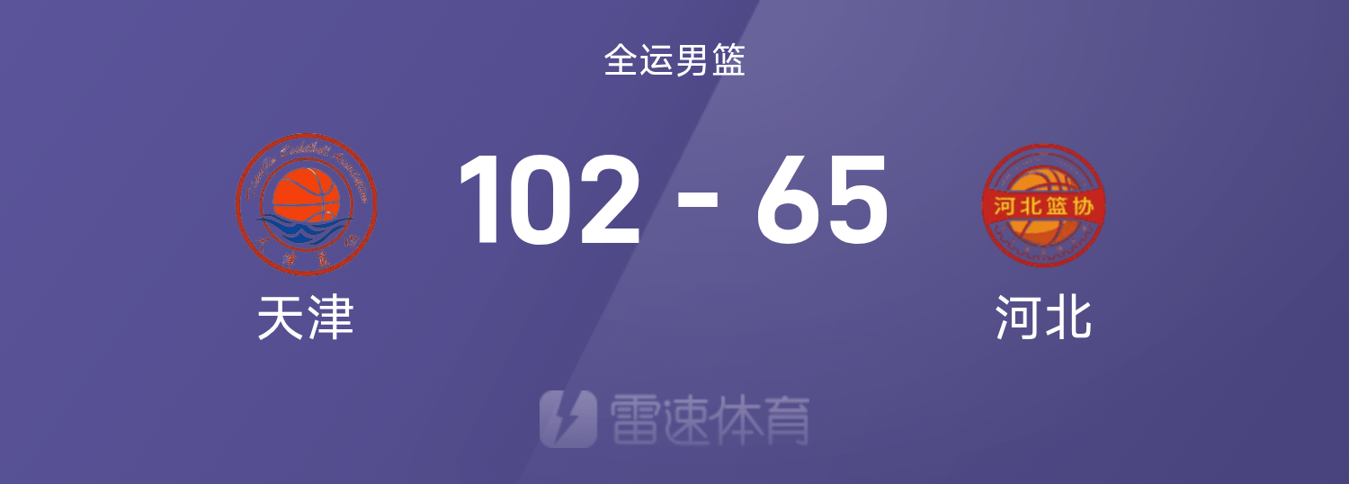 全运会男篮战报：时德帅22分，郑昊燃14分12板，天津102-65狂胜河北