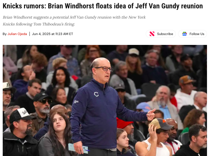 名记Windhorst：尼克斯该请前任主帅小范甘迪出山