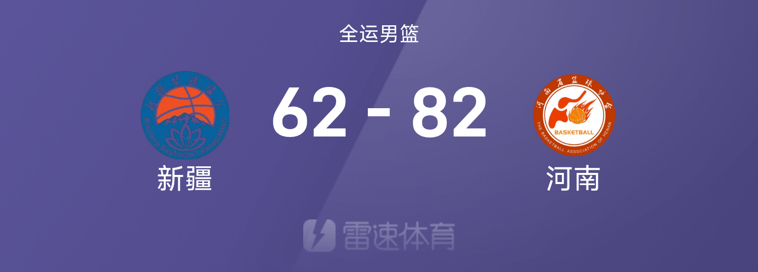 全运男篮战报：吕俊虎25分4篮板5助攻，伊力福拉提15分，河南82-62大胜新疆