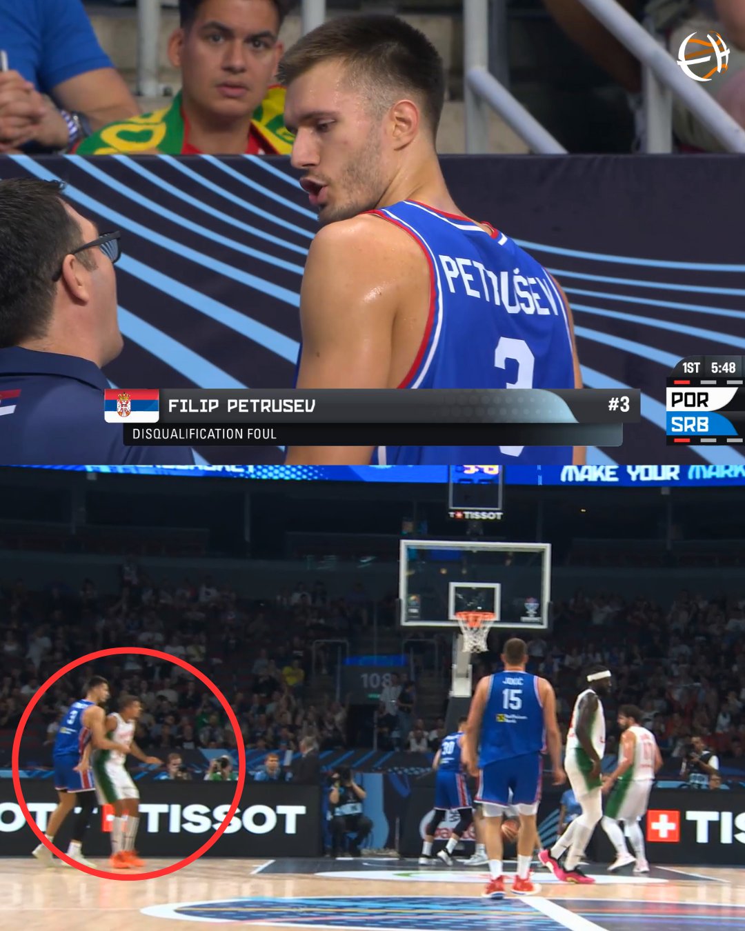 FIBA官方：对彼得鲁舍夫禁赛一场，罚款五千欧元